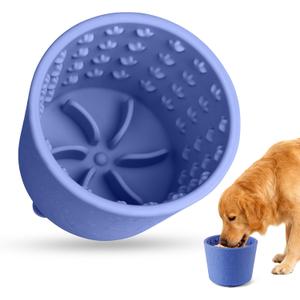 Dog Slow Feeder Lick Bowl, Silicone Dog Bowl with Strong Suction, Blue