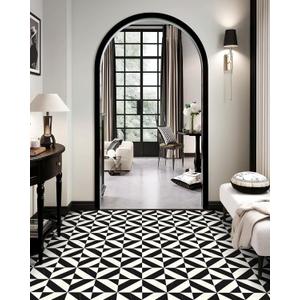 MORCART Peel and Stick Floor Tile - 20 PCS, 11.8" x 11.8" Vinyl Flooring - Waterproof Self-Adhesive Tile Sticker for Bathroom, Kitchen, Dining Room, Bedrooms - Cover 19.4 Sq. Ft, Black & White Marble