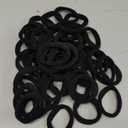 50PCS Black Hair Ties for Women, Cotton Seamless Hair Bands, Elastic Ponytail Holders, No Damage for Thick Hair, 2 Inch in Diameter, by Qarwayoc