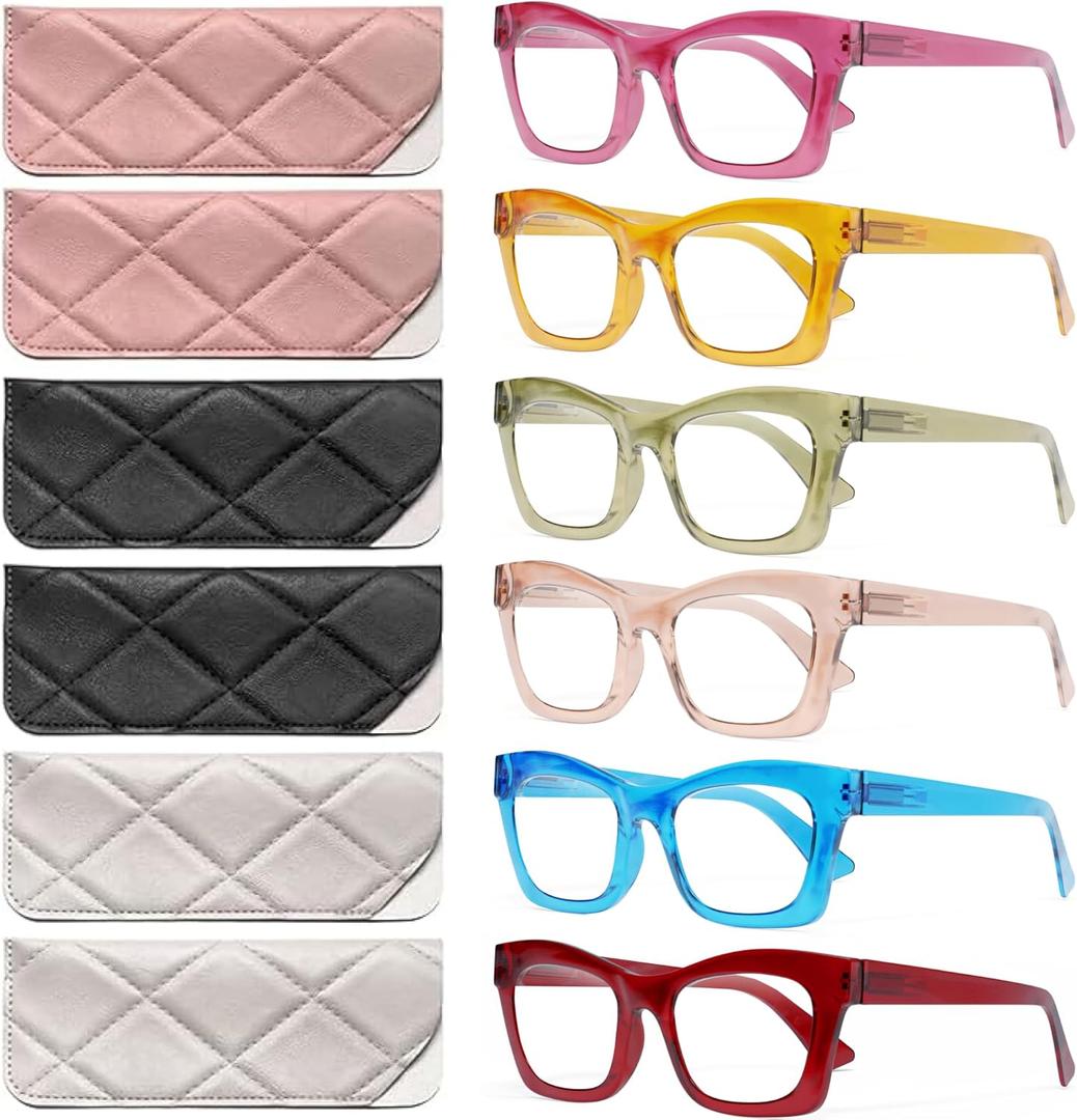 CCVOO Stylish Reading Glasses - Mothers Day Gift for Mom - Lightweight Blue Light Blockers, UV400, Spring Hinge (Multicolor Flair)