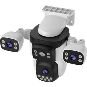 3-Lens PTZ Security Camera Outdoor Wireless WiFi, 6MP 3-Screen Display Home Surveillance Camera IP66 Waterproof Night Vision