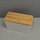 Cable Tidy Box White Cable Box with Bamboo Lid Cable Organiser Cable Management Box for Hiding Cables and Plugs