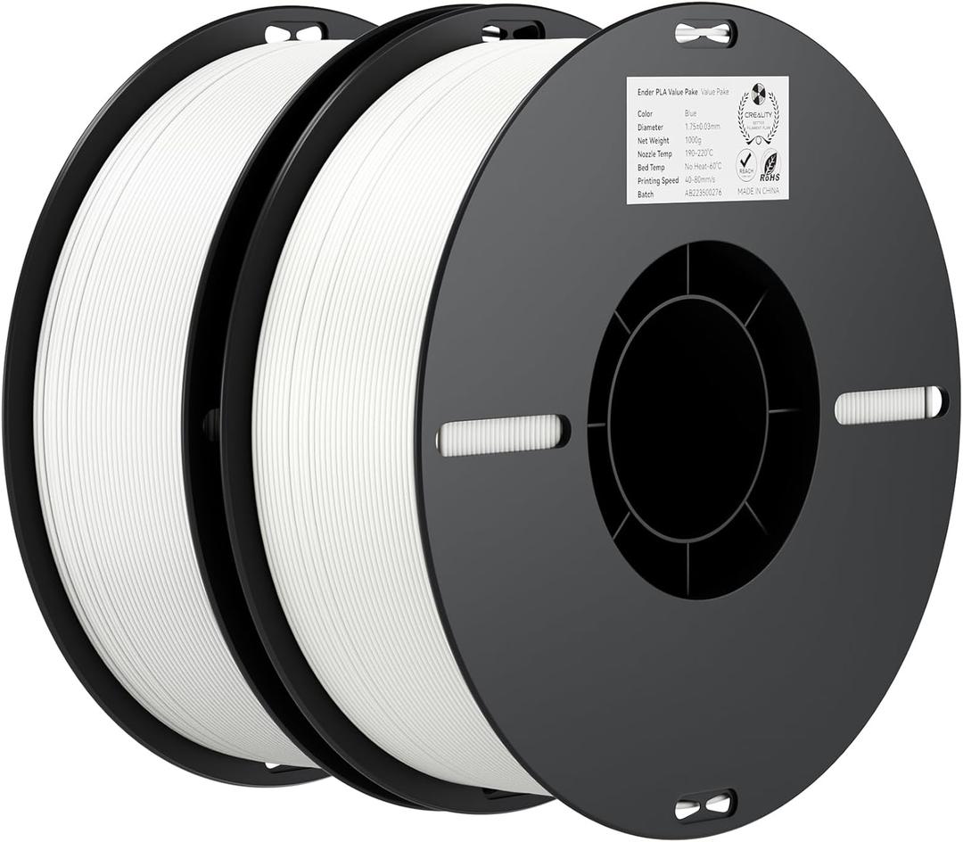 Creality PLA Filament 1.75mm Bundle 2KG, 3D Printer Filament Dimensional Accuracy +/- 0.02mm, No-Tangling Strong Bonding 3D Printing Filament, Fits for Most FDM 3D Printers(White) 1 Piece