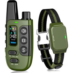 Shock Collar for Dogs, IP67 Waterproof Dog Training Collar with Remote Control, 3 Modes: Beep, Vibration, Safe Static, Rechargeable Adjustable for 15-110lbs Medium Large Dogs