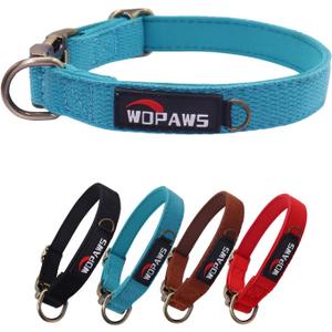 Dog Collar Polyester Cotton Webbing with Neoprene Inner Quick Release Bronze-Colored Buckle for Small Dogs (Blue, S)