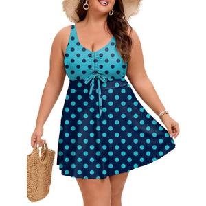 Arolina Plus Size Swimdress for Women High Waisted Tummy Control Tankini Bathing Suits Two Piece Swimsuits with Boyshorts (Flower16)