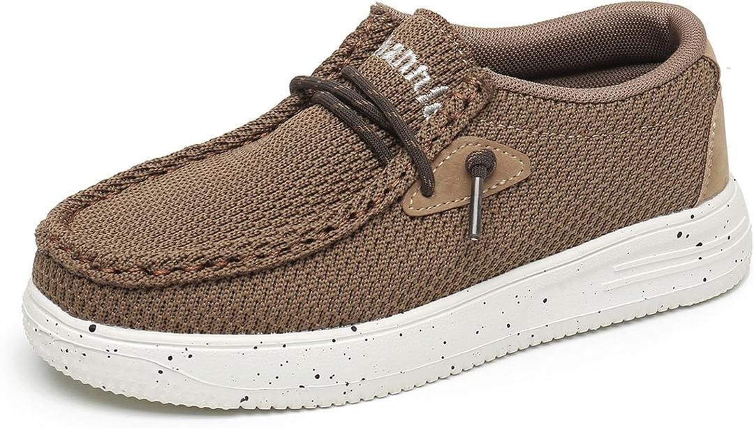 Ahannie Kids Boys Girls Loafers Slip On Casual Lightweight Walking Shoes(Toddler/ Little Kid/ Big Kid)(MD01-Brown-2)