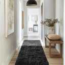 Ophanie Runner Rug for Hallway, 2x6 Bedroom Black Runner Rugs, Non Slip Fluffy Soft Shaggy Bedside Carpet for Kids Girls Boys Home Decor Aesthetic, Dorm Nursery (2' x 6', 2- Black)