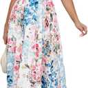 Maxigerui Women's Summer Floral Maxi Dress Spring Wedding Guest Dress 2026, Size S (Pink Blue Multi Floral)
