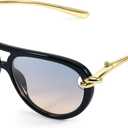 DreamCalf Oversized Aviator Sunglasses for Women with Gold Temples Trendy Large Big Double Bridge 2026 Designer Ladies Shades