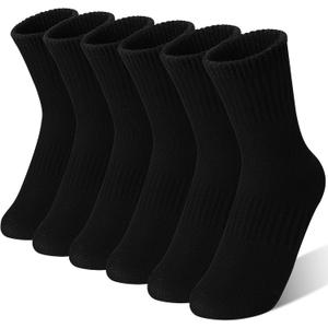 MOGGEI Boys Kids Girls Athletic Socks Basketball Sport Youth Crew Cotton Breathable Outdoor Socks 6 Pairs