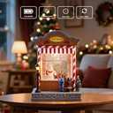 MerryPulse Christmas Snow Globes Musical Santa Snow Globe Lantern with Swirling Glitter, Lighted Snowglobe Music Box with 8 Songs for Christmas Decoration Gifts (TOY SHOP, Multicolor)