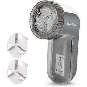BEAUTURAL Portable Fabric Shaver and Lint Remover with 2-Speeds, Adjustable Shave Height, Dual Protection for Your Clothes, Quickly and Effectively Remove Fluff, Lint, and Bobbles Grey