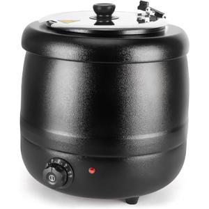10.5QT Soup Warmers Commercial Soup Kettle with Stainless Steel Hinged Lid and Detachable Insert Pot, Electric Soup Pot for Restaurants and Party, Home, Catering (Black)