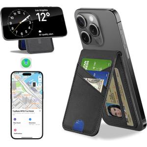 TopMade for MagSafe Wallet, Works with Apple Find My, Magnetic Wallet for iPhone 17/16/15/14/13/12 Series, for iPhone Wallet Stand with Finder Tracker, 6 Card Holder, RFID Blocking, Slim, Black