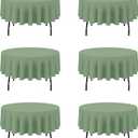 BRILLMAX 6 Pack Sage Green Round Tablecloths 90 Inch - Circle Bulk Linen Polyester Fabric Washable Table Cloth Cover for Wedding Reception Banquet Birthday Party Buffet Restaurant