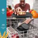 Teivio 88-piece With Flatware Plastic Kitchen Wheat Straw Square Dinnerware Set for 8, Unbreakable Dinner/Salad/Appetizer Plates, Snack Bowls, Dipping Sauce Cups,Tumblers, Dishwasher Safe Dish,Black