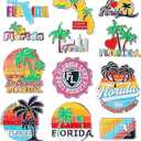 Konohan 12 Pcs Florida Magnets for Refrigerator Metal USA Fridge Magnet Magnetic Florida Souvenirs Gifts USA State Magnetic Refrigerator Stickers, Coconut Tree, Map