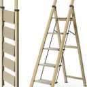 5 Step Ladders for Home, 300lbs Load, 46'' Top Step, Gold