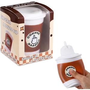 8 x BILLMOSS Pop Up Finger Gag Gifts, 4 Inch Fake Coffee Cup Christmas White Elephant Gifts for Adults, Funny Office Prank for Men, Surprise Squeeze Joke for Coworkers, Family and Friends