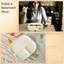 OMISTAR 2 Pcs Portion Control Plates, 8.5" Ceramic Divided Plates for Adults, Rectangles Porcelain Dinner Diet Plate, Milkyellow Ceramic Plate for Balanced Meals, Diabetes and Weight Loss Diet