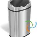 iTouchless 13 Gallon SensorCan KitchenTrash Can with Odor Filter, Stainless Steel, Oval Shape, Sensor-Activated Lid Garbage Bin for Home, Office, Slim Space-Saving, Battery & AC Adapter not included