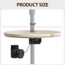 FONTOI Patio Adjustable Table Top, 14.8 Inch Black Tempered Tabletop with 1.6 Inch Umbrella Hole, Outdoor Umbrella Round Table Tray for Patio Table or Garden Use, Beige