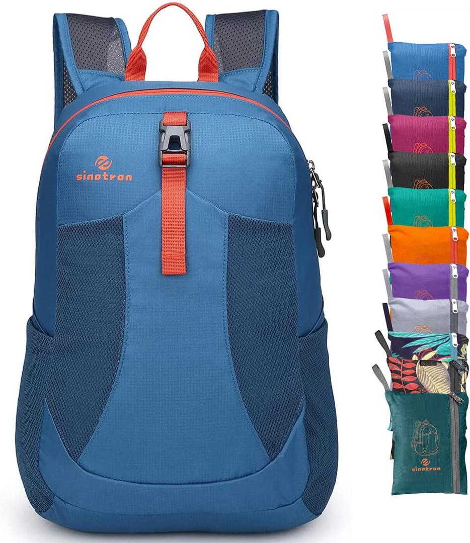 sinotron 22L Lightweight Packable Hiking Backpack, Small Hiking Backpack Day Pack for Women Men Travel Camping Vacation (Blue)