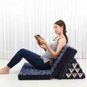 Leewadee 3-Fold Mat XXL with Triangle Cushion – Firm TV Pillow, Foldable Mattress with Cushion Made of Kapok, 67 x 31 inches, Brown Red
