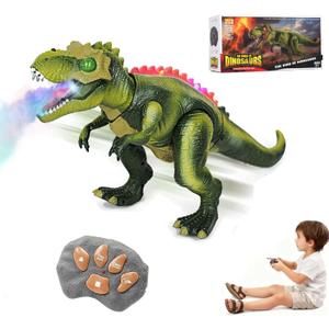 Fire Breathing Dragon Toy, Remote Control Dinosaur T Trex Toys with Led Lights, 7 Color Mist Spray & Realistic Roars, RC Electric Walking Fire Breath Dino