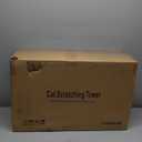 Moewrista Modern Cat Tree with Hammock 48.5 Inches Cat Tower with Scratching Post,Featuring Real Wood Post,Large Rattan Basket, Spacious Flower Perch and Condo for Indoor Cat Large Adults-Beige