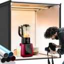 FOSITAN Bi-Color Dimmable Photo Light Box Kit, 32x32 inch/80x80 cm Photo Studio Photography Photo Box Kit 2 Led Light Bars 252 LED Light Beads Tabletop Professional Shooting Tent with 5 Backdrops (M80A)