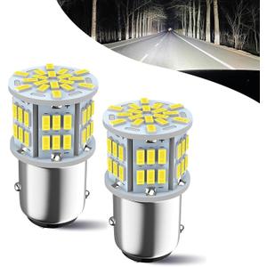 2 PCS Car 1157 LED Dual Contact Brake Light, BAY15D 7528 1154 3496 2357 2057 3014-54SMD Super Bright Bulb, Tail Parking Light Reversing Light Replacement, Universal for Cars (White)