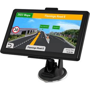 GPS Navigator for Car with 2025 Latest Map Free Update, Car GPS Navigation System for Truck Commercial Drivers with POI/ZIP Search, Support FM Voice Guidance, Speedcam/Red Light Alerts, 7 Vehicle Mode
