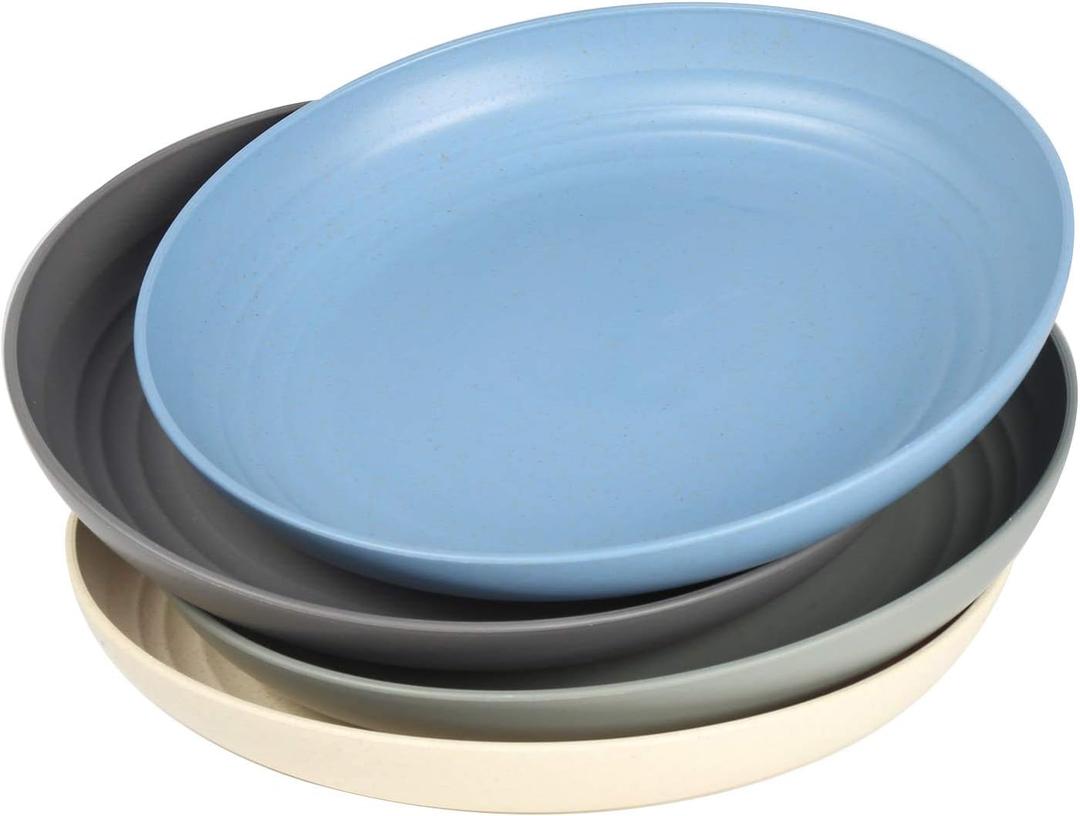 shopwithgreen Lightweight Wheat Straw Plates - 4 Pack 10'' Unbreakable Dinner Plates, Dishwasher & Microwave Safe, BPA free, for Kids, Children, Toddler & Adult