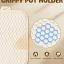 Slohif Silcone Flowers Pot Holders for Kitchen - 100% Cotton Beige Cute Oven Potholders with Pockets, Heat Resistant Square Thick Hot Pads, House New Home Baking Baker Gifts,2pack