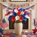 Hoteam 36 Pcs 4th of July Artificial Flowers Red White and Blue Decoration 250th Anniversary Patriotic Calla Lily Picks Decorations Independence Day Memorial Day Table Decor (Red,White,Blue)