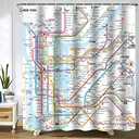 SPXUBZ New York Subway Map Shower Curtain White Subway Map Shower Curtains for Bathroom Waterproof Polyester Fabric Shower Curtain Sets with Hooks 72x72 Inch