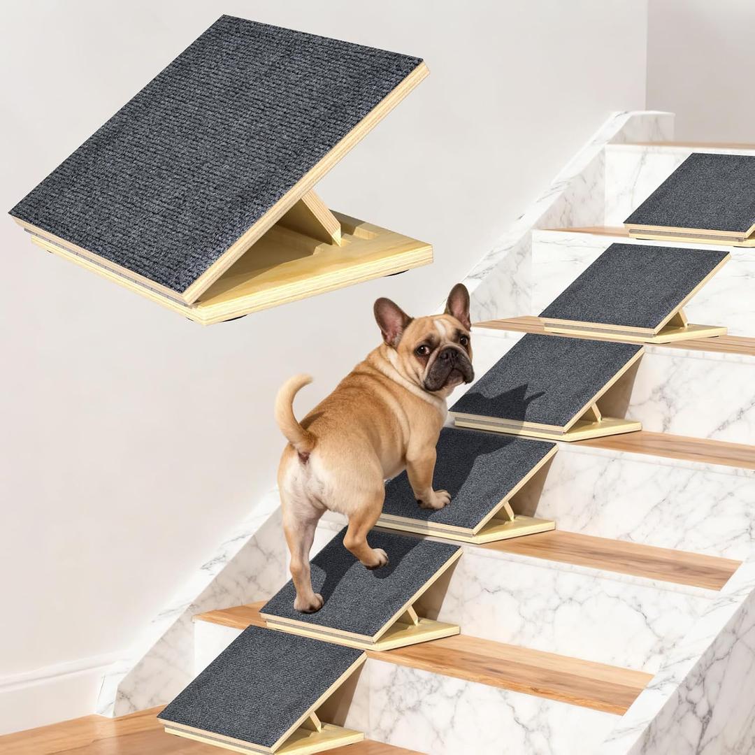 TNELTUEB 6 Pack Dog Ramps for Stairs, Adjustable Stair ramp for Dogs,Portable Dog Stairs with Mat for Small Dogs and Cats, Non-Slip Pet Steps for Elderly or Injured Pets