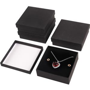 18 Pack Jewelry Gift Boxes,3.5x3.5x1.2 Inch Cardboard Jewelry Gift Boxes,Small Jewelry Boxes with Lids for Necklace Ring Bracelet Earring Display Box (Black-18pcs)