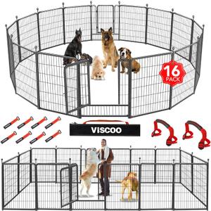 VISCOO Dog Playpen Outdoor, 16 Panels 40" High Metal Dog Fence with Gate, Pet Fence for Large/Small Dogs, Portable Dog Fence for RV Camping, Yard