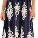 CUPSHE Women's Summer Midi Dress V Neck Ruffle Short Sleeve Smocked Waist Dress (Blue, M)