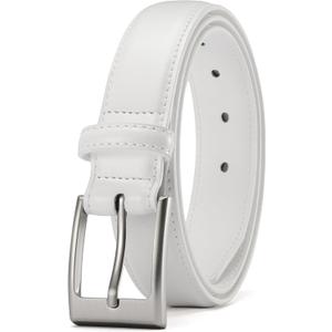 CHAOREN Mens Belts Leather Gift for Men - Ideal Match for Men's Dress Shoes (30 (Fits Waist 28"-29"), Classic White)
