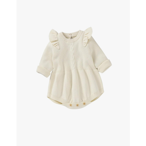 Infant Newborn Sweater Romper Knitted Bodysuit Baby Girl Crewneck Long Sleeve Jumpsuit Casual Sweater Knitwear Tops, Size 3-4T