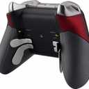 eXtremeRate Soft Touch Red Rubberized Right Left Side Rails, Replacement Rear Handle Grips, Back Panels Faceplates Kits for Xbox One Elite Controller (Model 1698)