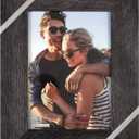 Malden International Designs 5x7 Rustic Gray Picture Frame With Wide Profile And Silver Metal Accents