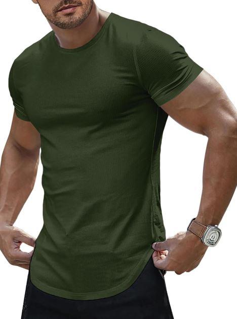 JMIERR Mens Short Sleeve T Shirt Muscle Slim Fitted Summer Shirt Crewneck Longline Tees Shirts for Gym Workout Athletic, (XL)