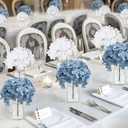 Mason Jars Centerpieces for Tables Bulk, 10 Set - Dusty Blue & White