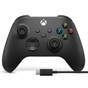 Xbox Wireless Gaming Controller + USB-C Cable | Carbon Black | Console, PC, & Android | Textured Grip | Wireless, Bluetooth, USB-C Connectivity