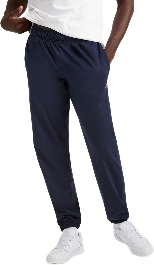 Champion Men's Pants, Lightweight Lounge, Jersey Knit Casual Pants for Men (Reg. Or Big & Tall) (3X-Large, Navy - C Logo)